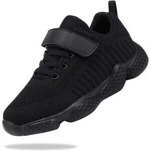Kids Boy Girls School Black Uniform Rubber Shoes Sneakers Tennis‎ Running Shoes